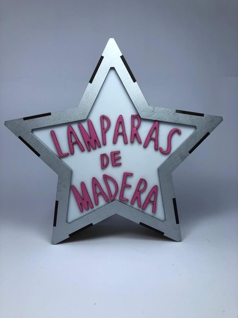 Lámpara de madera en forma de estrella. Personalizada con tu nombre - Imagen 3